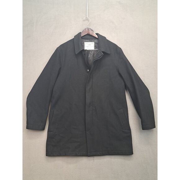 Old Navy Mens Large Full Zip Classic Wool Coat Black - Picture 1 of 9